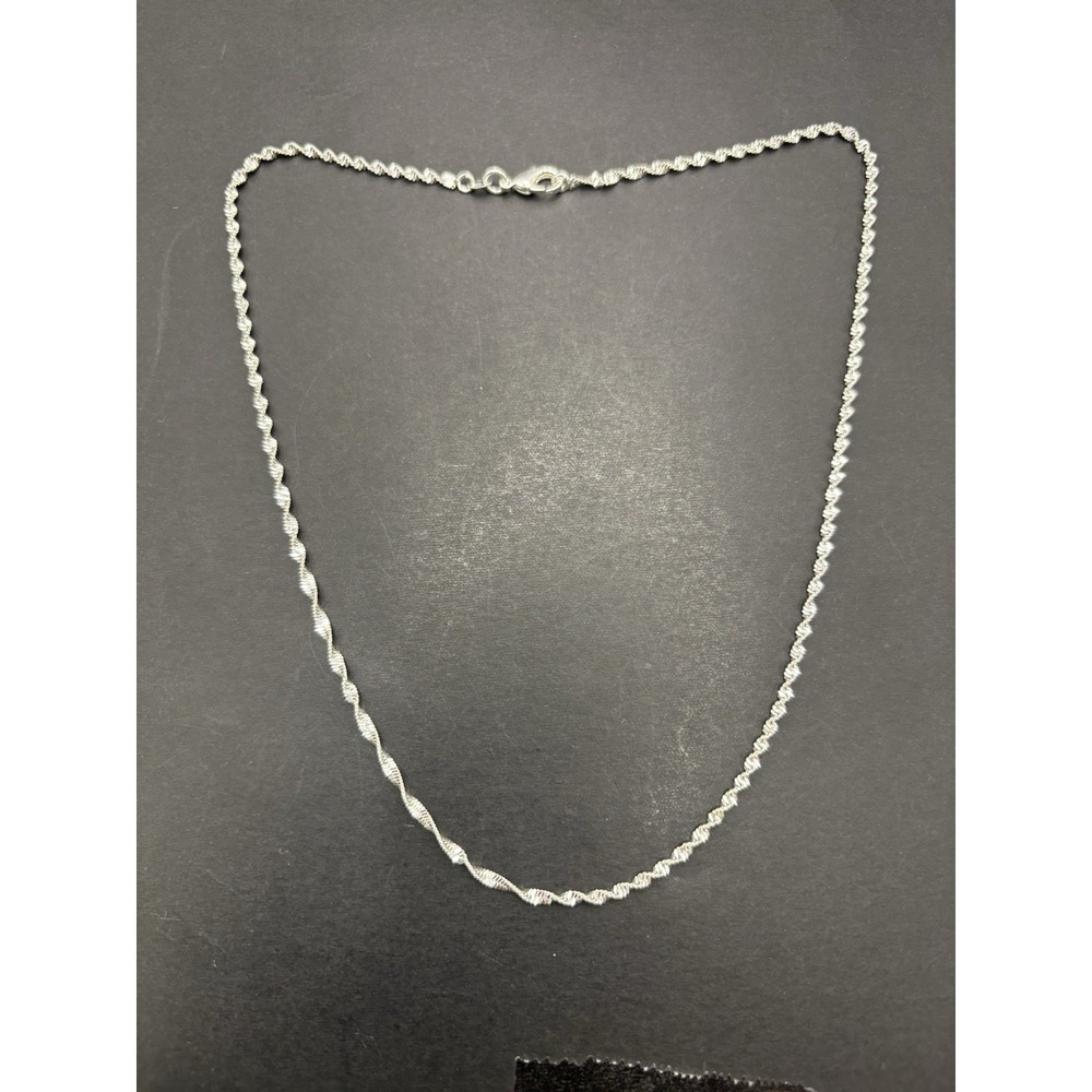 18" Sterling Silver Sparkle Singapore Chain Necklace 925 H17